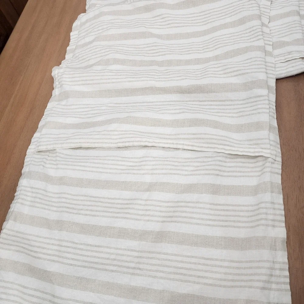 2- Wamsutta Stripe Oatmeal And Brown Stripe King Size Pillow Shams